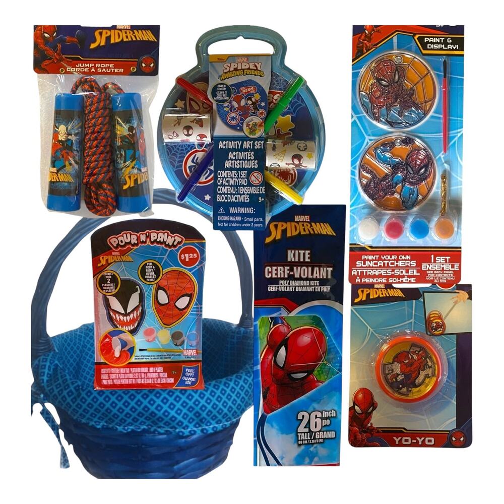 Spider-Man Gift Basket | Kite, Art Sets, Toys, Yo-Yo, Jump Rope & More for Kids
